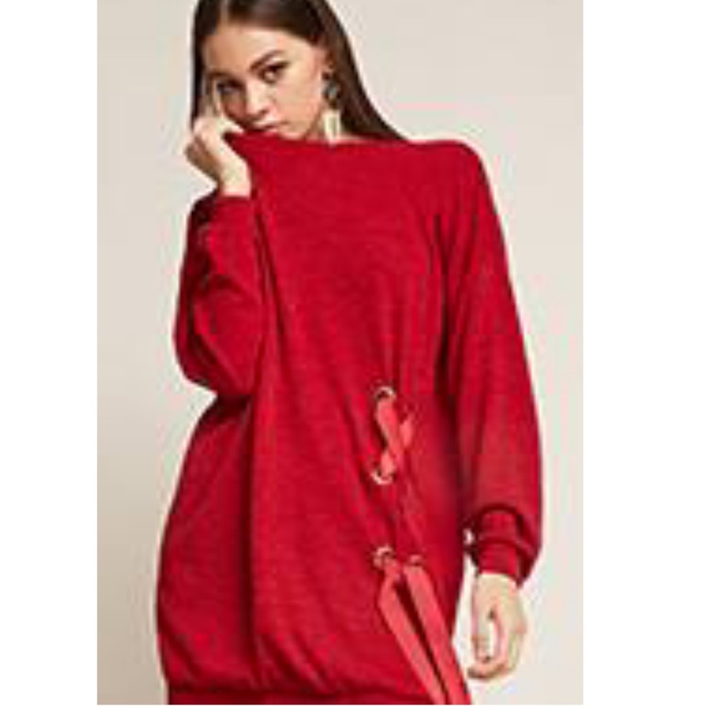 K TOO FOREVER 21 SUPER SOFT RED SWEATER